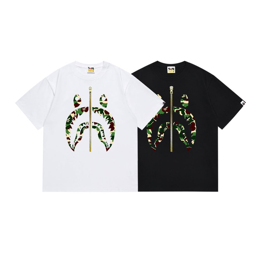 BAPE Green Camo Shark Zip Graphic T-Shirt — comparison