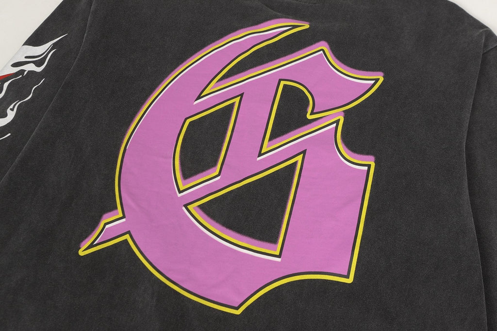 Godspeed Skeleton Graphic Washed Black Long-Sleeve T-Shirt — detail
