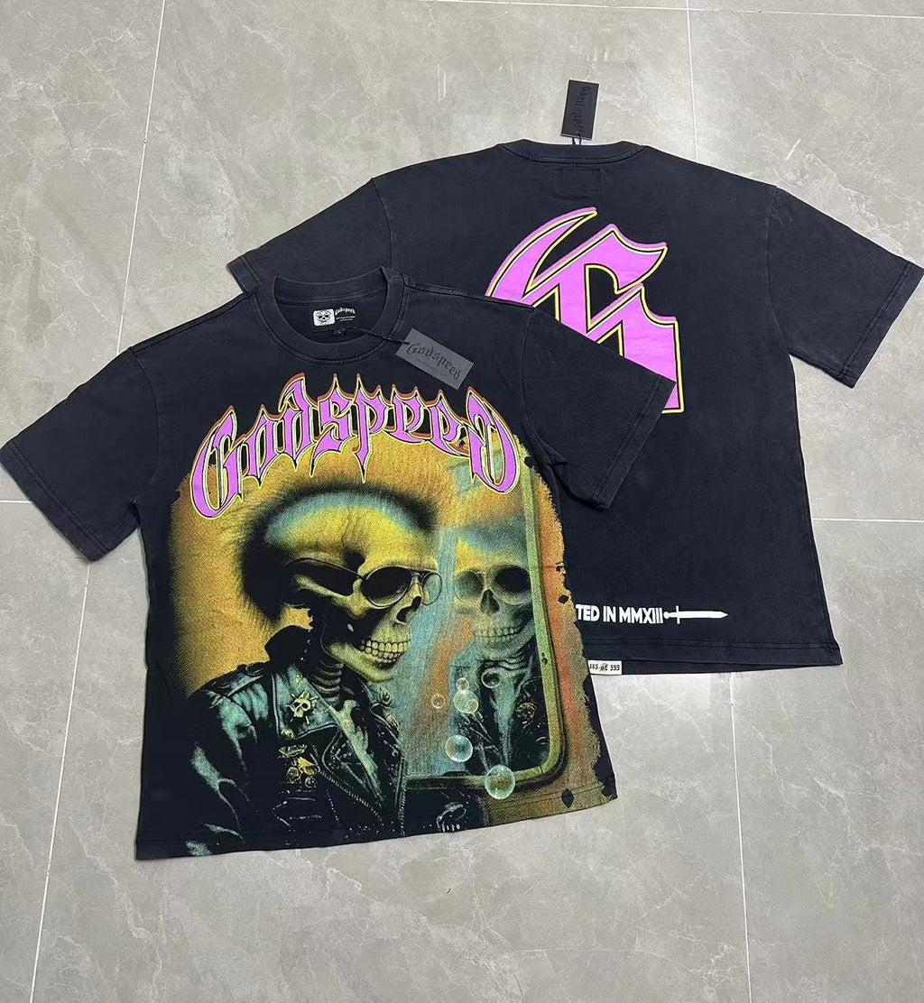 Godspeed Skeleton Graphic Washed Black T-Shirt — context