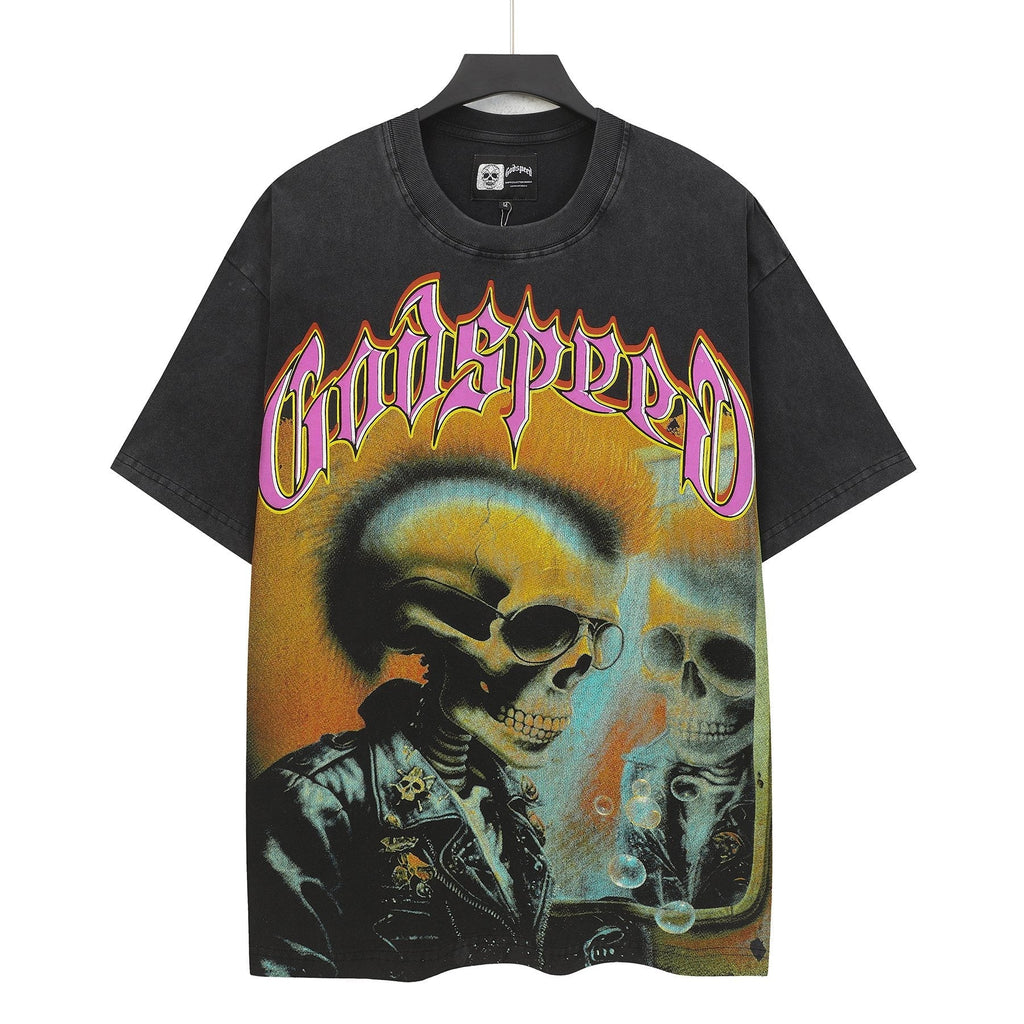 Godspeed Skeleton Graphic Washed Black T-Shirt — hero