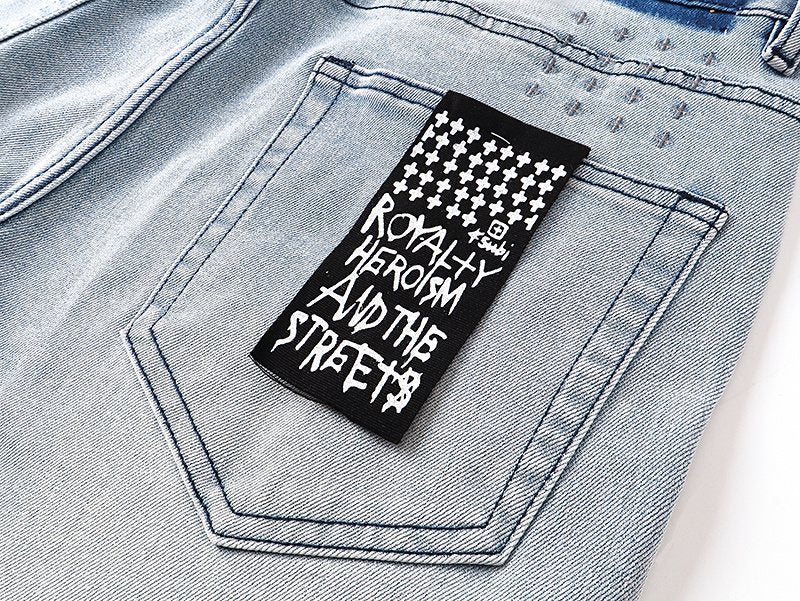 Ksubi Distressed Light Wash Slim Tapered Jeans — detail