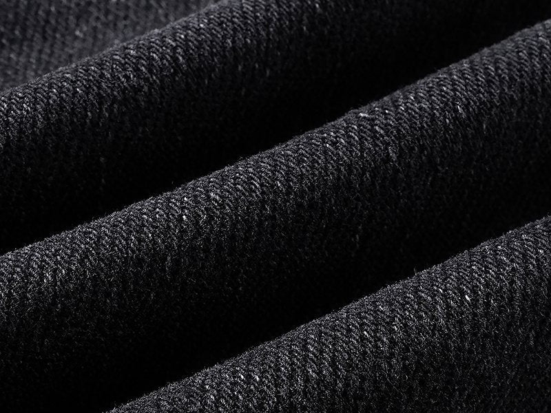 Ksubi Black Washed Distressed Slim Tapered Jeans — fabric_closeup