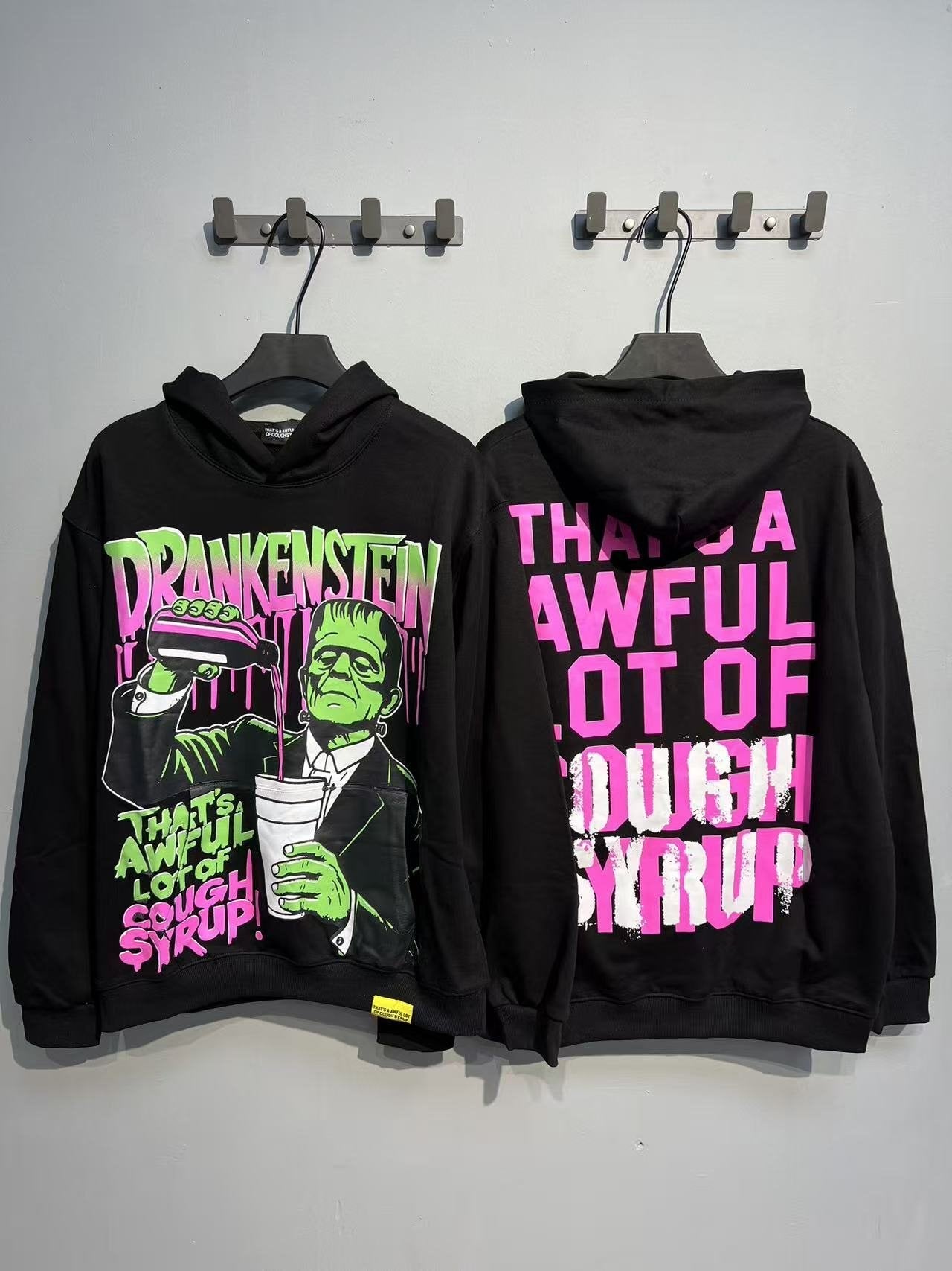 THAT'S A AWFUL LOT OF COUGH SYRUP Frankenstein Graphic Hoodie — context