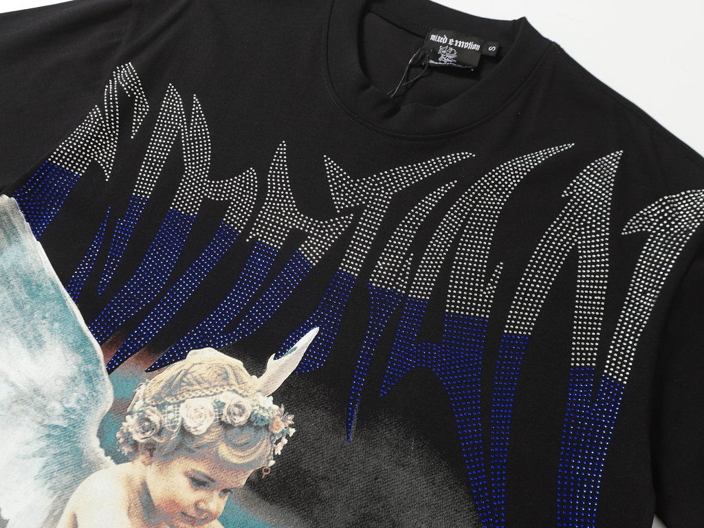 MIXED EMOTION Rhinestone Graphic T-Shirt — detail