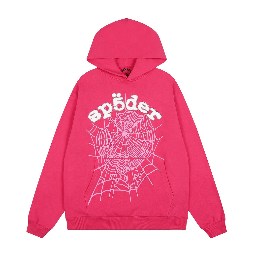 Sp5der Pink Spiderweb Graphic Hoodie — hero