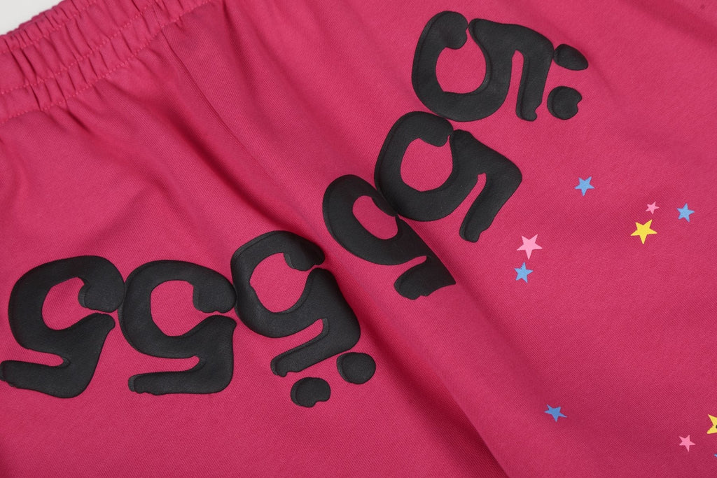 Sp5der Pink Spiderweb Graphic Hoodie & Sweatpants Matching Set — detail