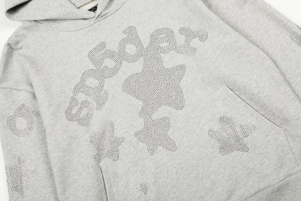 Sp5der Rhinestone Star Hoodie & Sweatpants Matching Set — detail