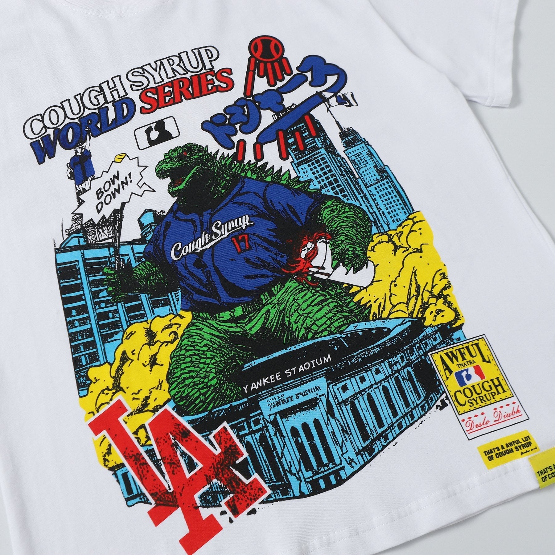 THAT'S A AWFUL LOT OF COUGH SYRUP Baseball Graphic T-Shirt — detail