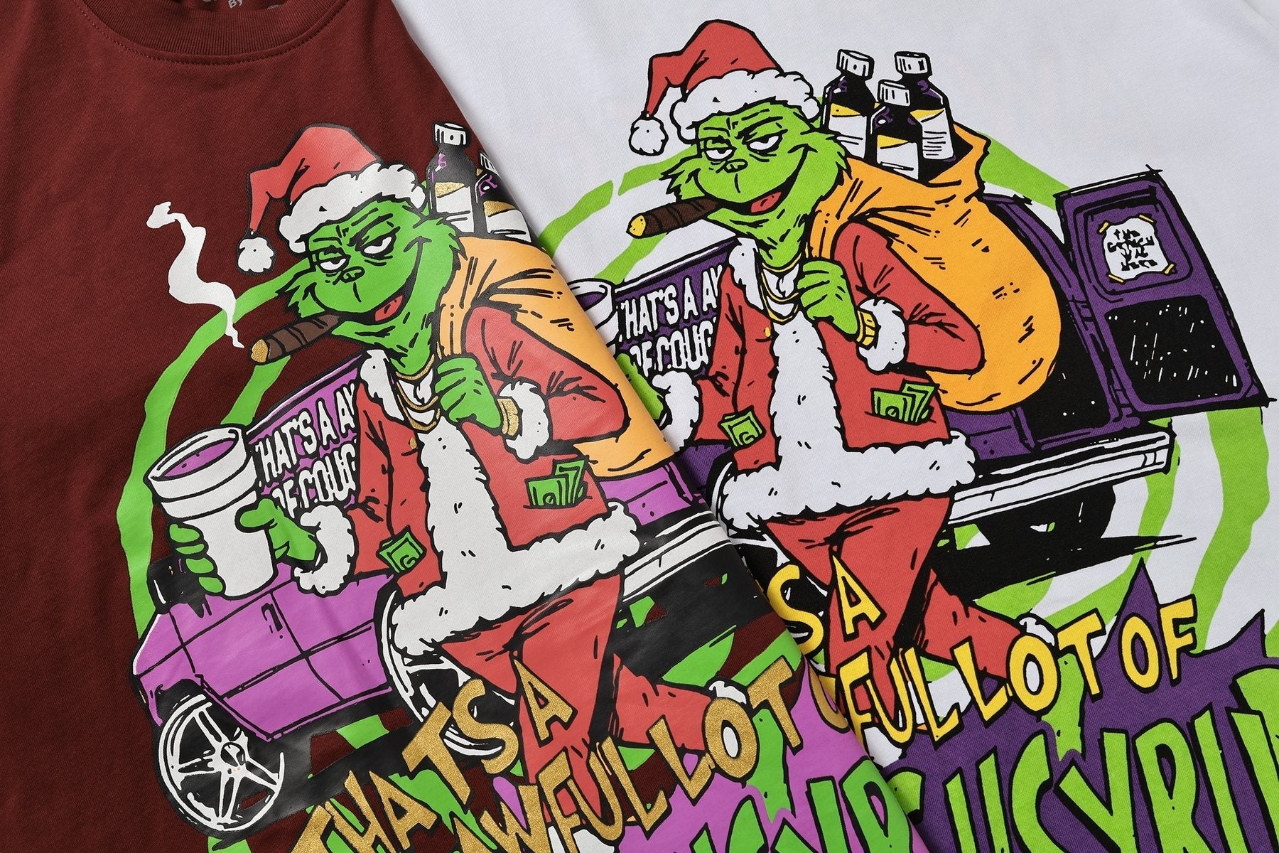 THAT'S A AWFUL LOT OF COUGH SYRUP Christmas Graphic Short-Sleeve T-Shirt — detail