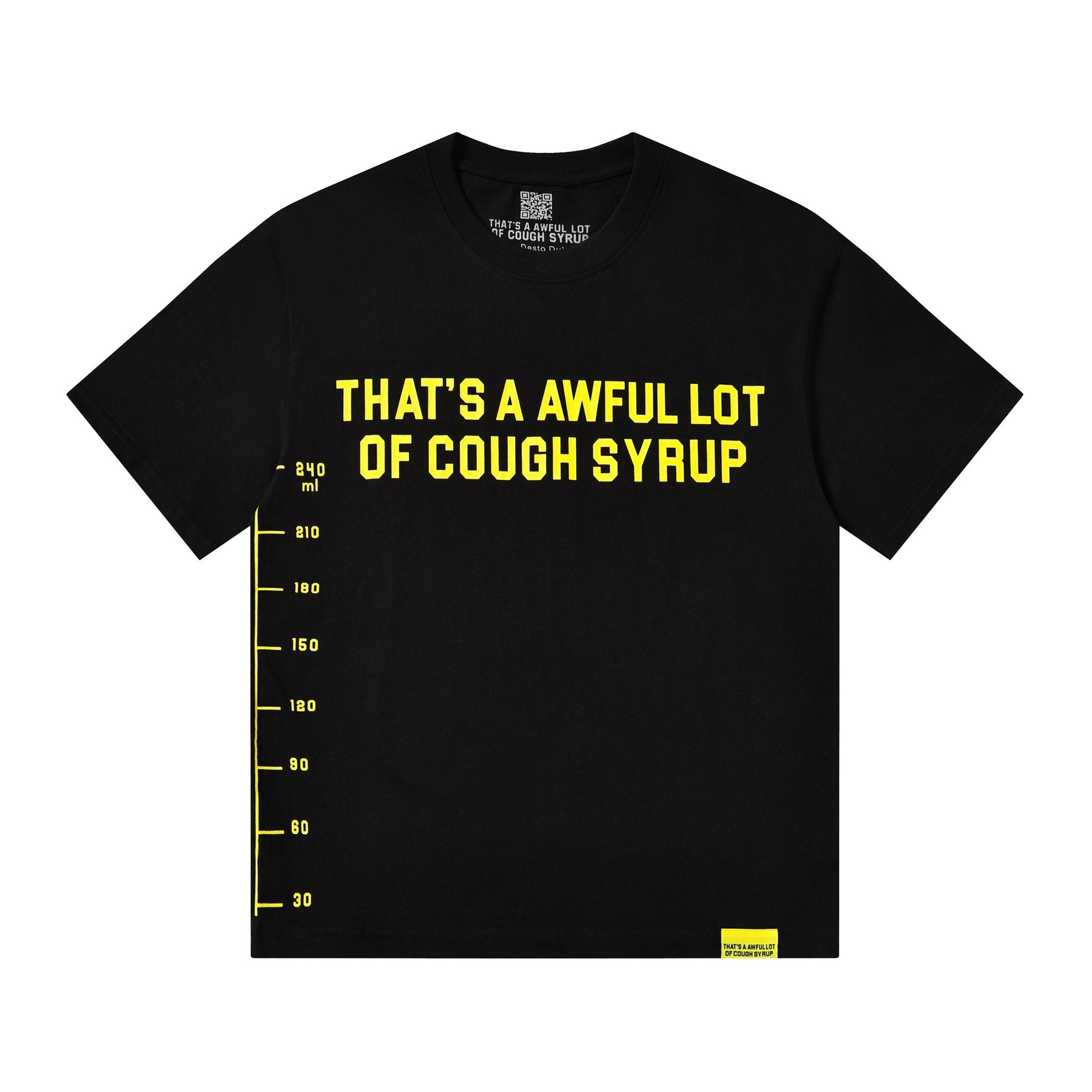 THAT'S A AWFUL LOT OF COUGH SYRUP Yellow Wordmark Short-Sleeve T-Shirt — front