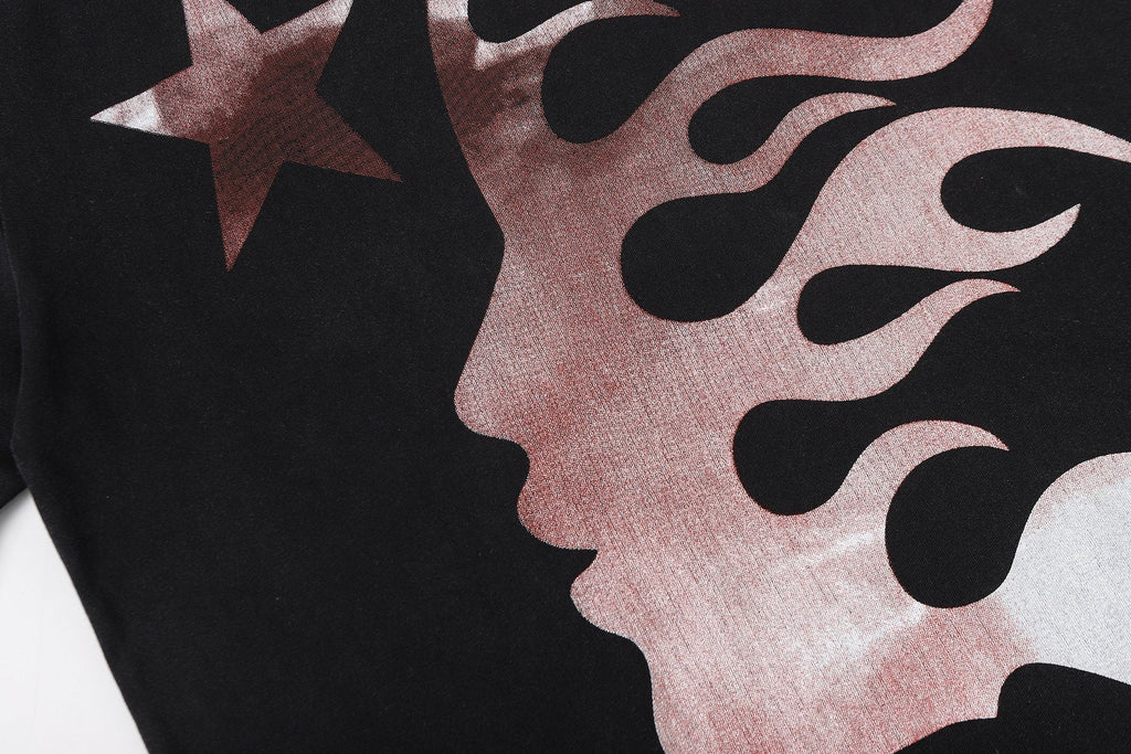 Hellstar Biker Skull Flame Graphic T-Shirt — detail