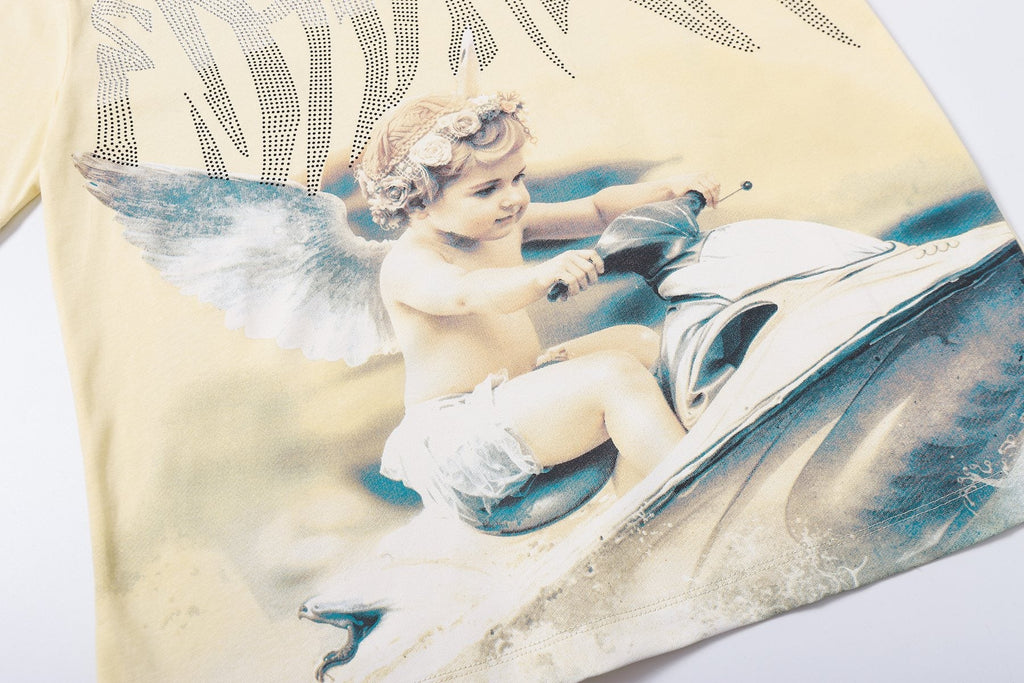 MIXED EMOTION Angel Graphic Short-Sleeve T-Shirt — detail