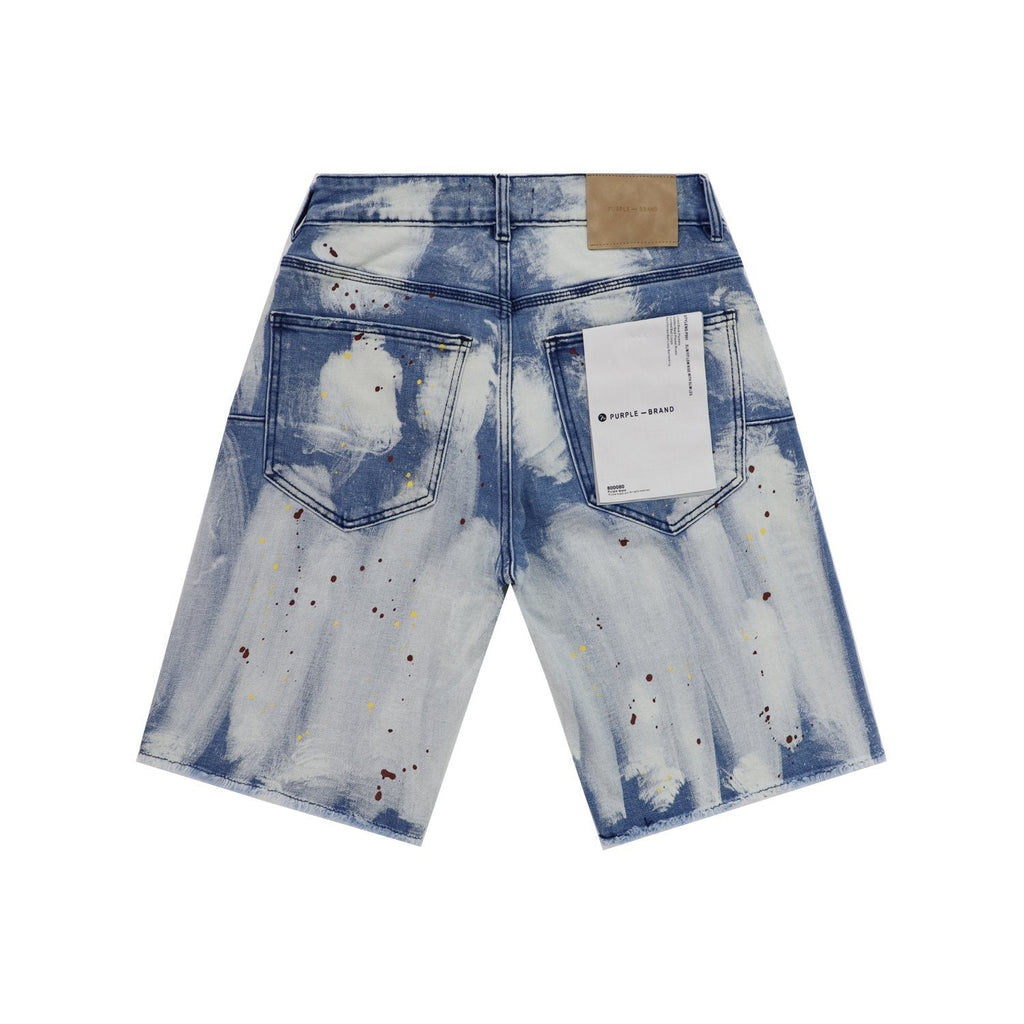Purple Brand Light Blue Acid-Wash Denim Shorts — back
