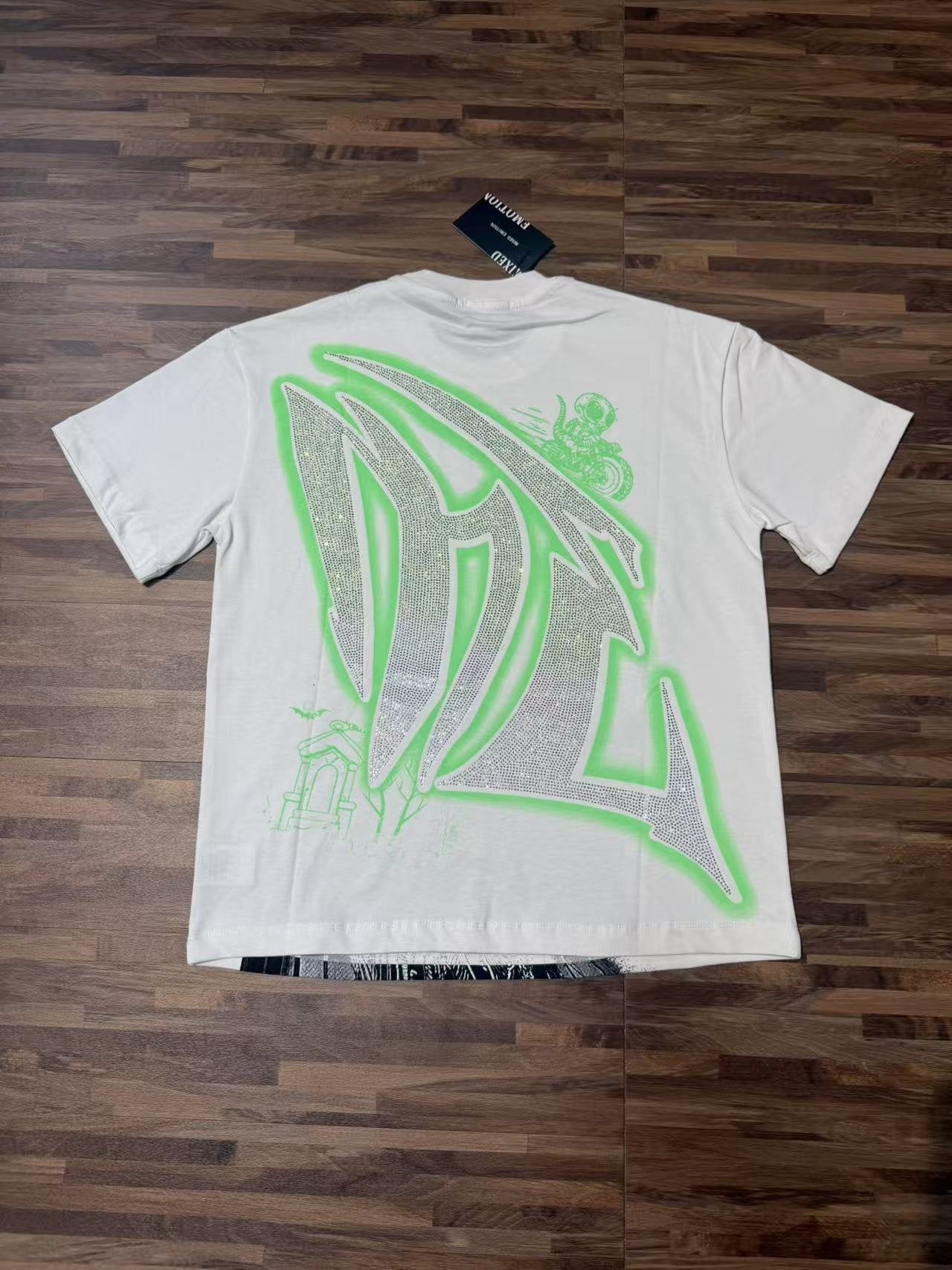 MIXED EMOTION Motorcycle Graffiti Graphic T-Shirt — back