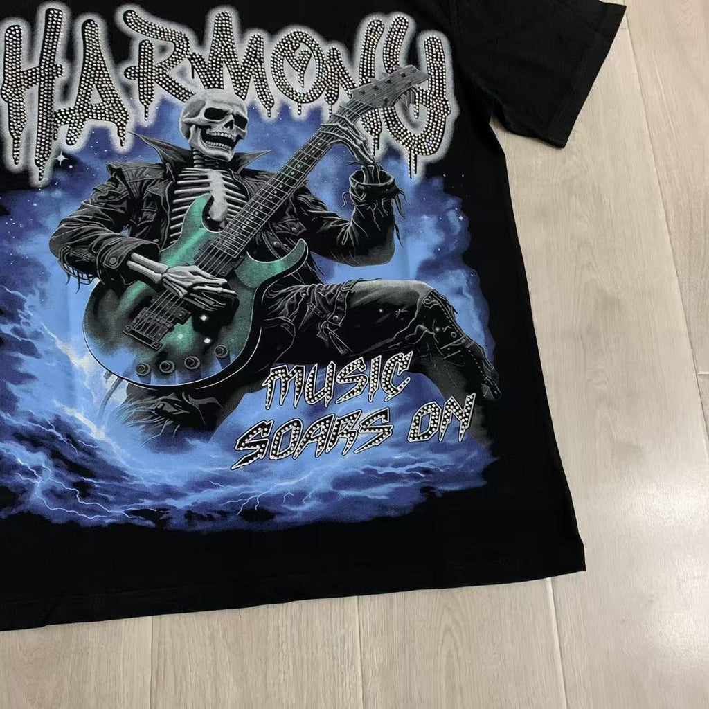 HARMONY Skeleton Guitar Graphic T-Shirt — detail