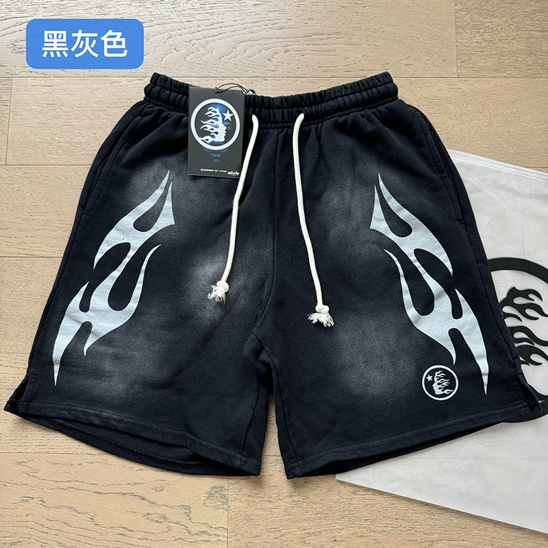 Hellstar Washed Flame Graphic Shorts — front
