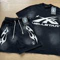 Hellstar Flame Graphic T-Shirt and Shorts Set — front