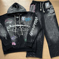 Hellstar Black Graffiti Hoodie & Pants Set — front