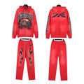 Hellstar Red Flame Graphic Hoodie & Pants Set — front