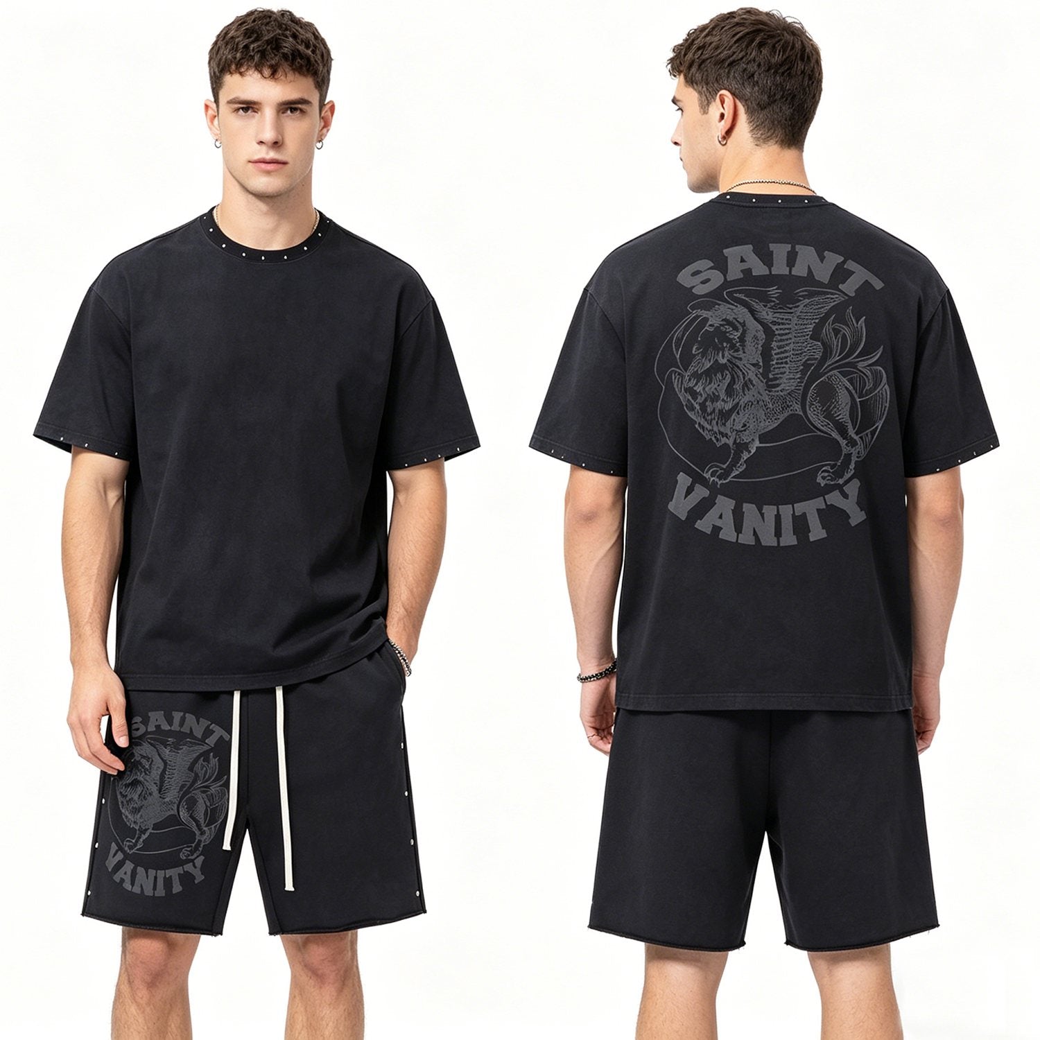 SAINT Vanity Lion Graphic Short-Sleeve Set — hero