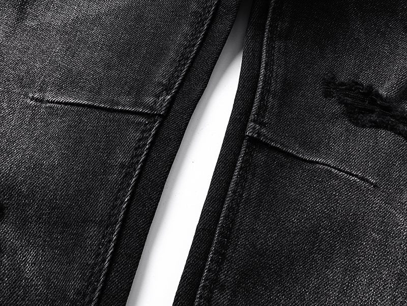 R+A Washed Distressed Black Jeans — detail