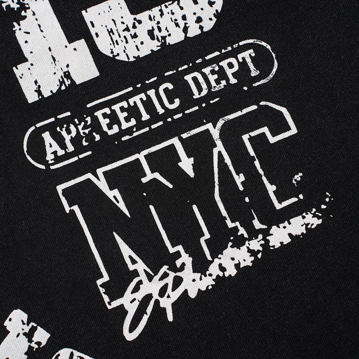 Godspeed Washed Black Distressed Graphic T-Shirt — fabric_closeup