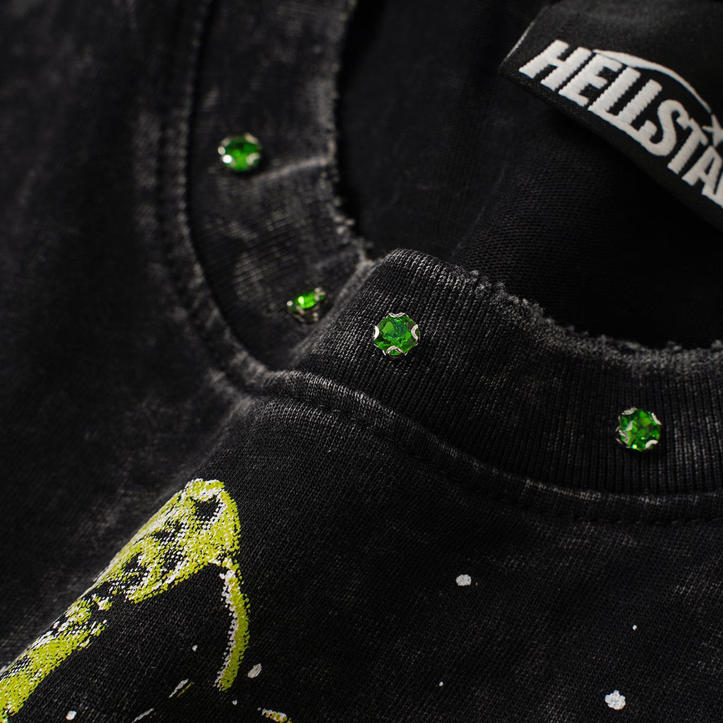 Hellstar Made in the South Washed Black Graphic T-Shirt — neck_label