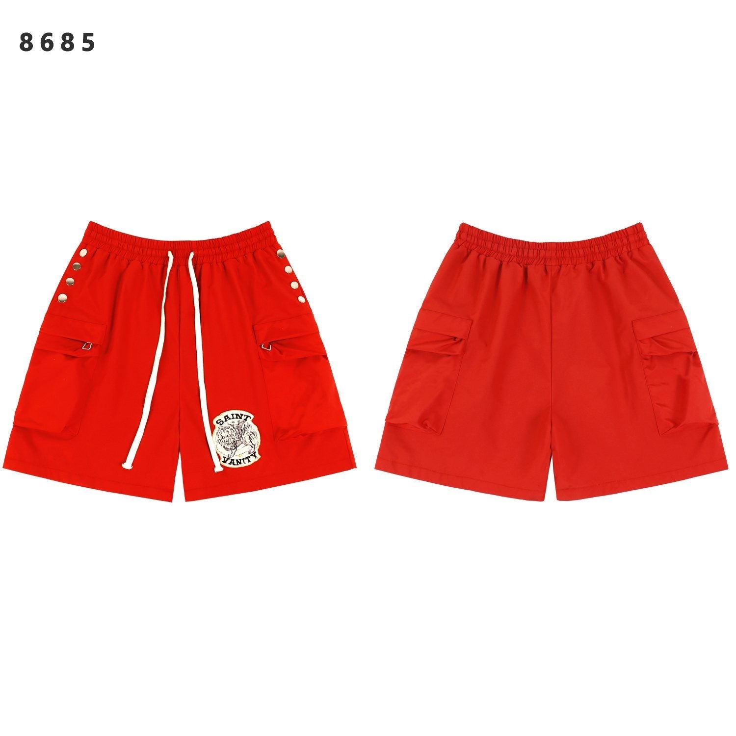 SAINT Vanity Embroidered Snap-Button Cargo Shorts — hero
