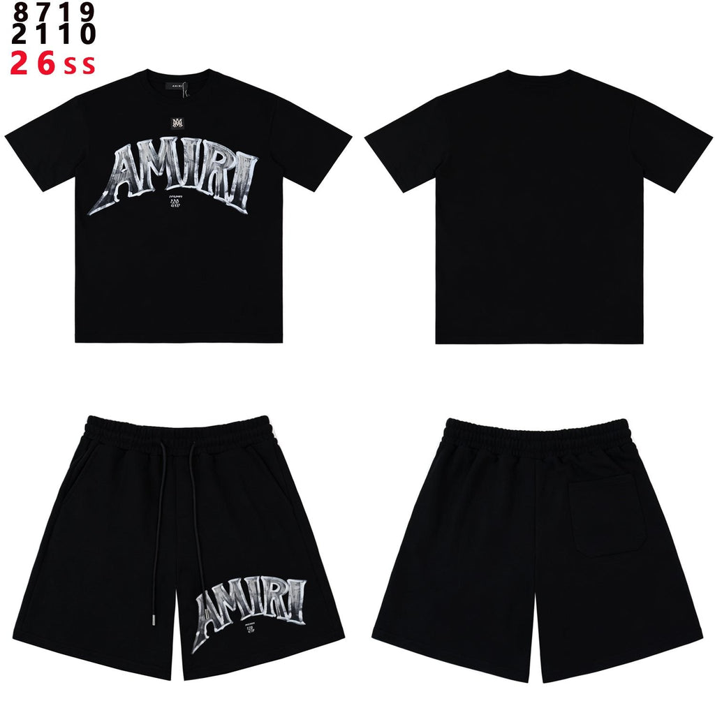 AMIRI Metallic Letter Graphic T-Shirt & Shorts Set — hero
