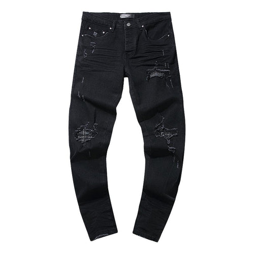 AMIRI Black Distressed Moto Panel Jeans — hero
