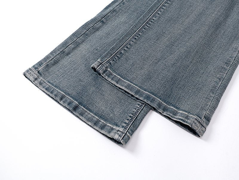 R+A Washed Blue Flared Jeans — detail