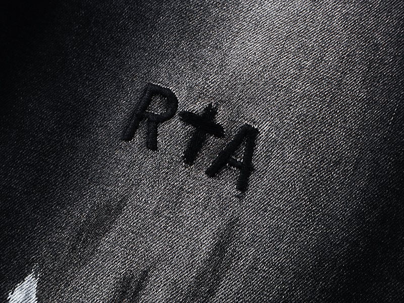 R+A Black Distressed Washed Jeans — detail