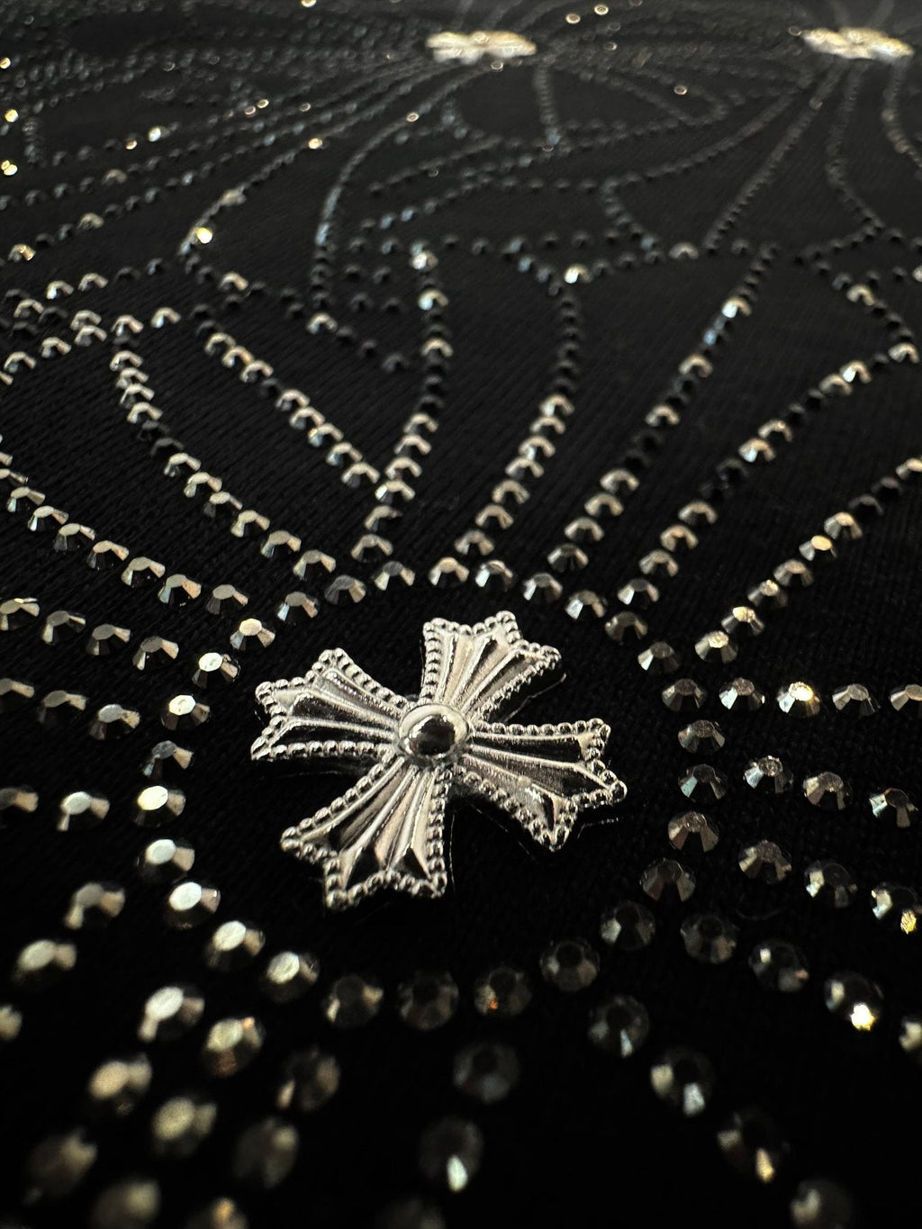 Chrome Hearts Firework Rhinestone Cross Graphic T-Shirt — detail