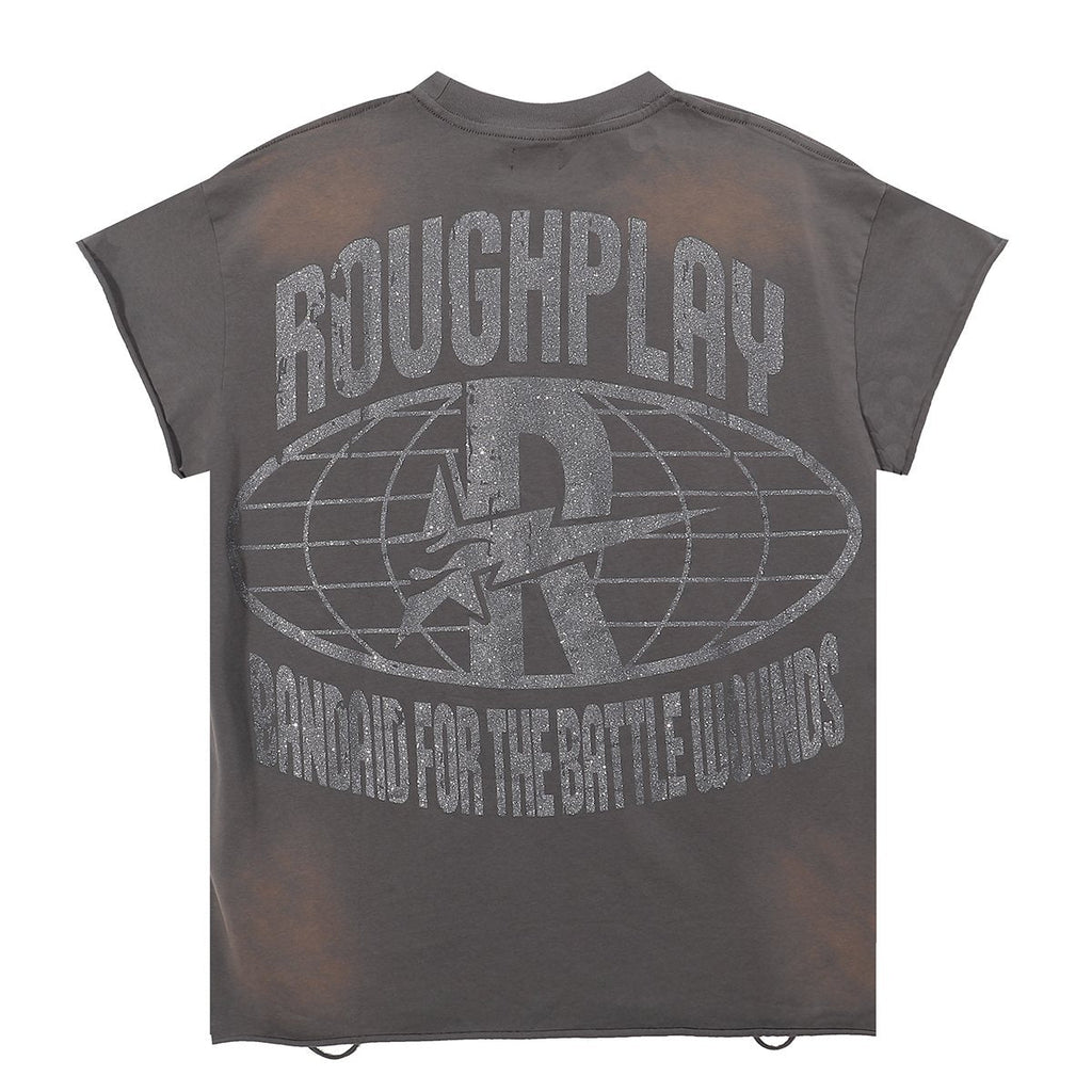 Rough Play Skull Globe Sleeveless T-Shirt — back
