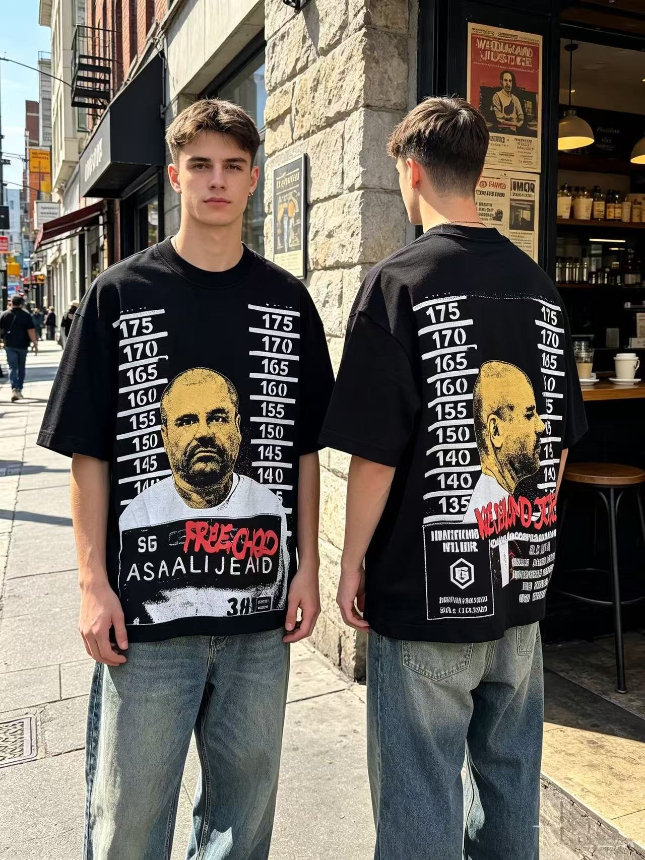ASAALL Black Letter Graphic Short-Sleeve T-Shirt — context