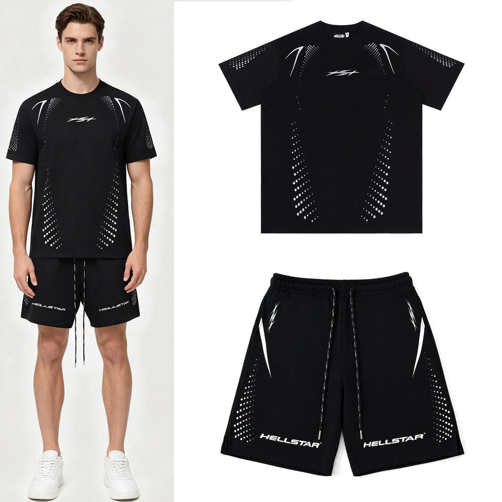 Hellstar Silver Line Graphic Shorts — context