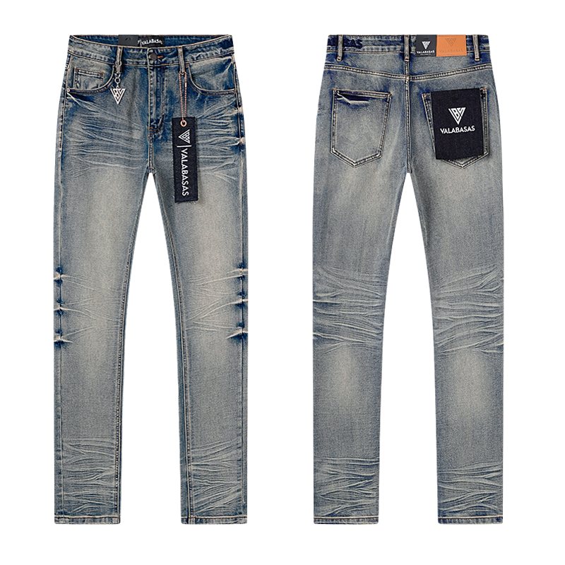 VALABASAS Washed Distressed Blue Jeans — hero