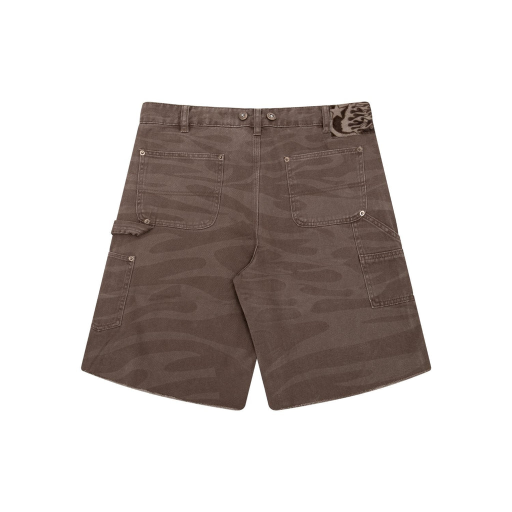 Hellstar Brown Tonal Logo Denim Shorts — back