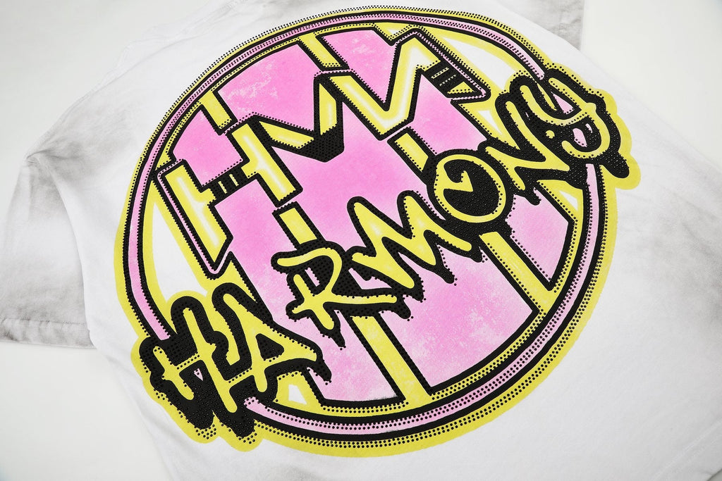 HARMONY Washed White Front & Back Graphic T-Shirt — detail