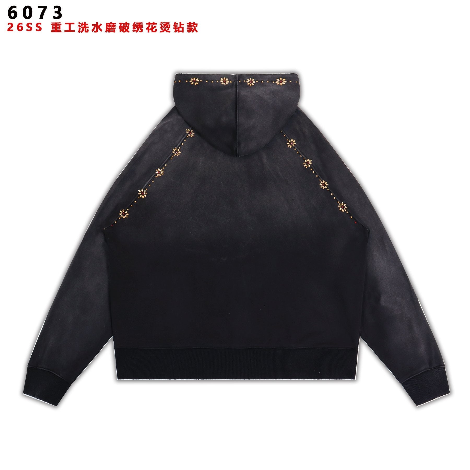 Valley Dreams Varsity Crest Washed Black Zip Hoodie — back