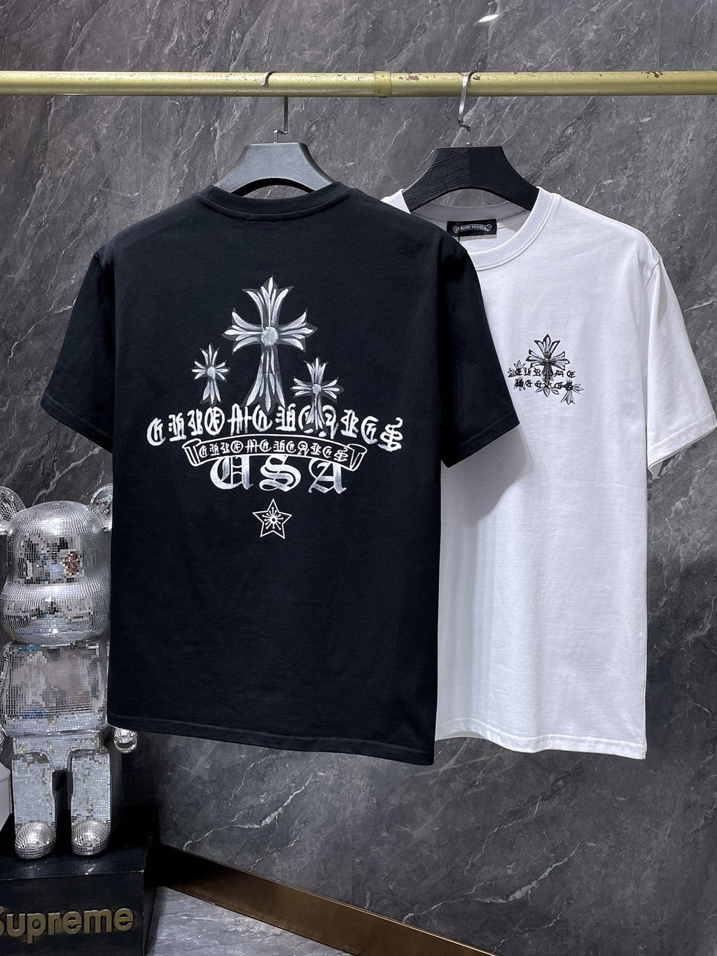 Chrome Hearts Floral Cross USA Graphic T-Shirt — comparison