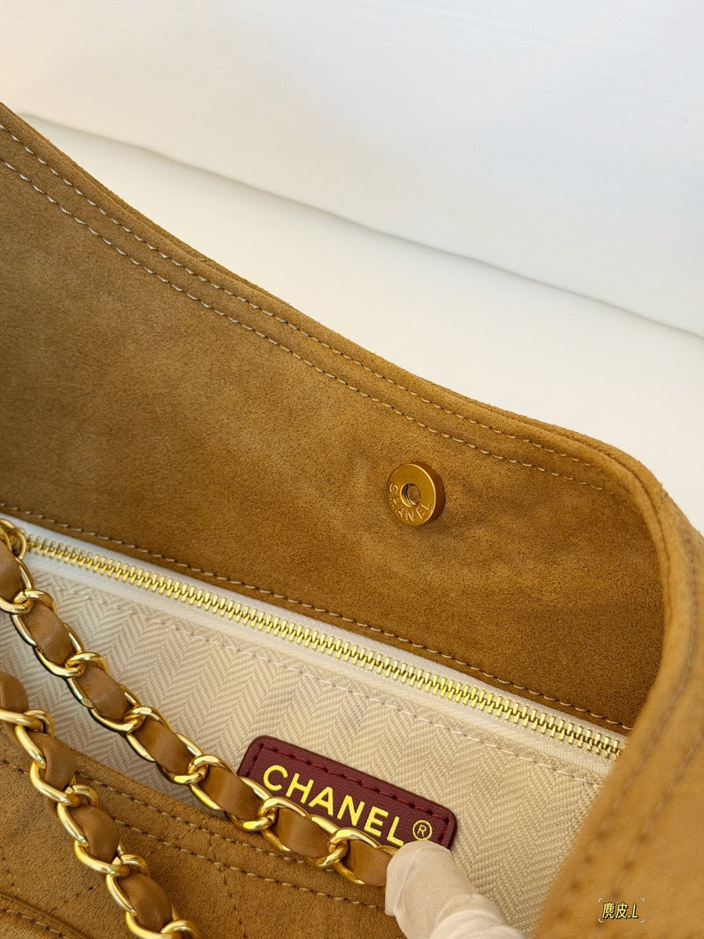 Chanel BocoBeach Quilted Suede Tote — detail