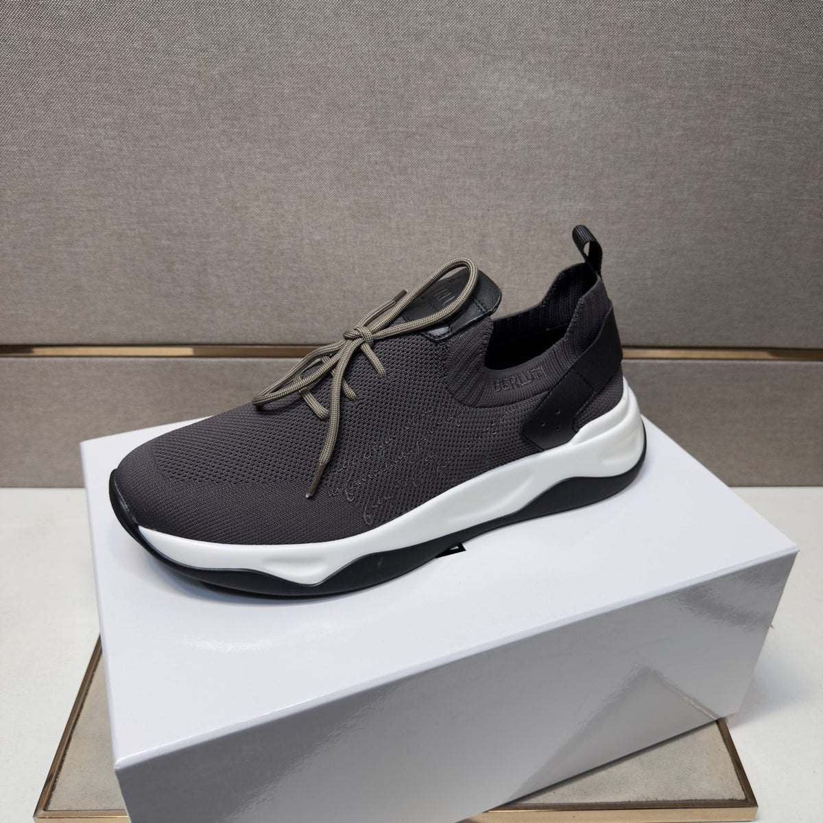 Berluti Charcoal Gray Lace-Up Sneakers — front