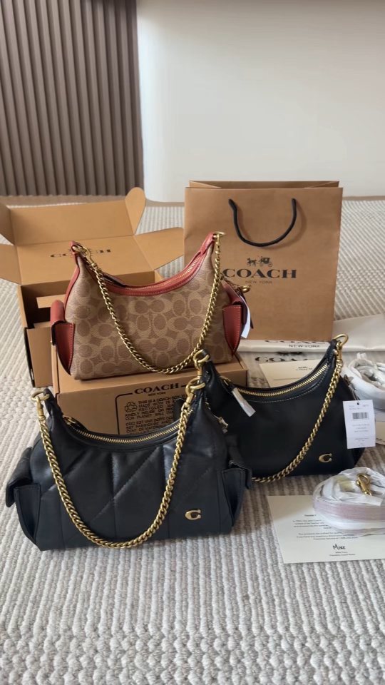 Curved Shoulder Bag with Gold-Tone Chain — hero