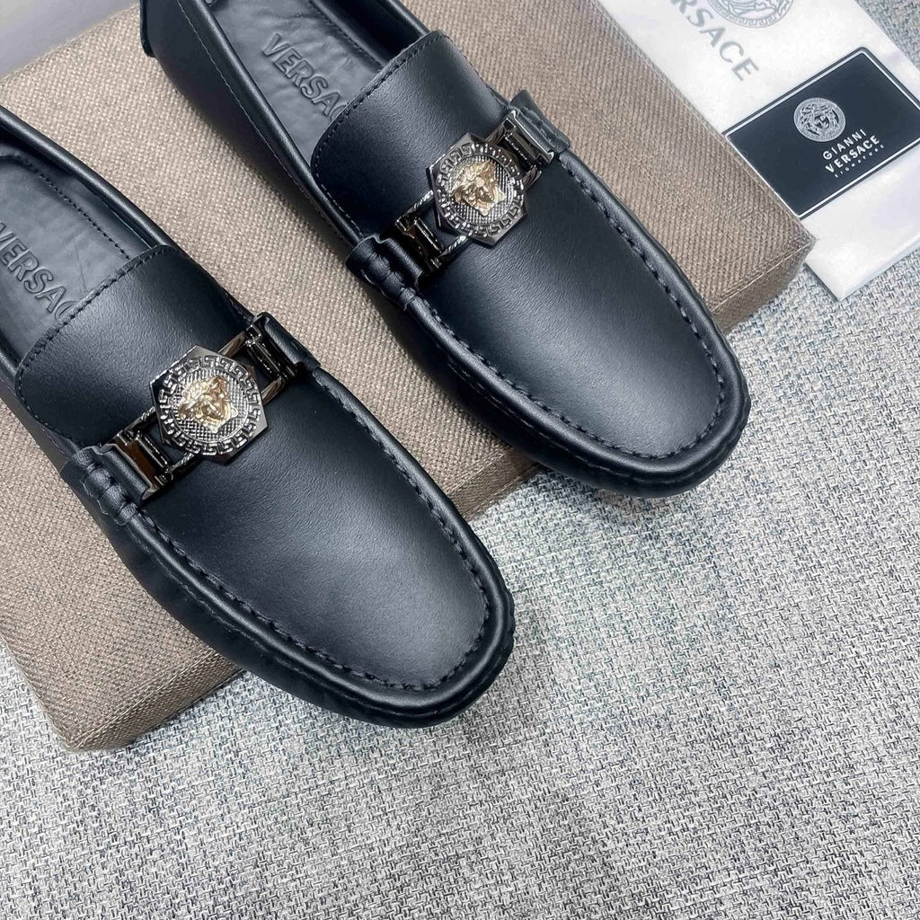 Versace Black Medallion Loafers — detail