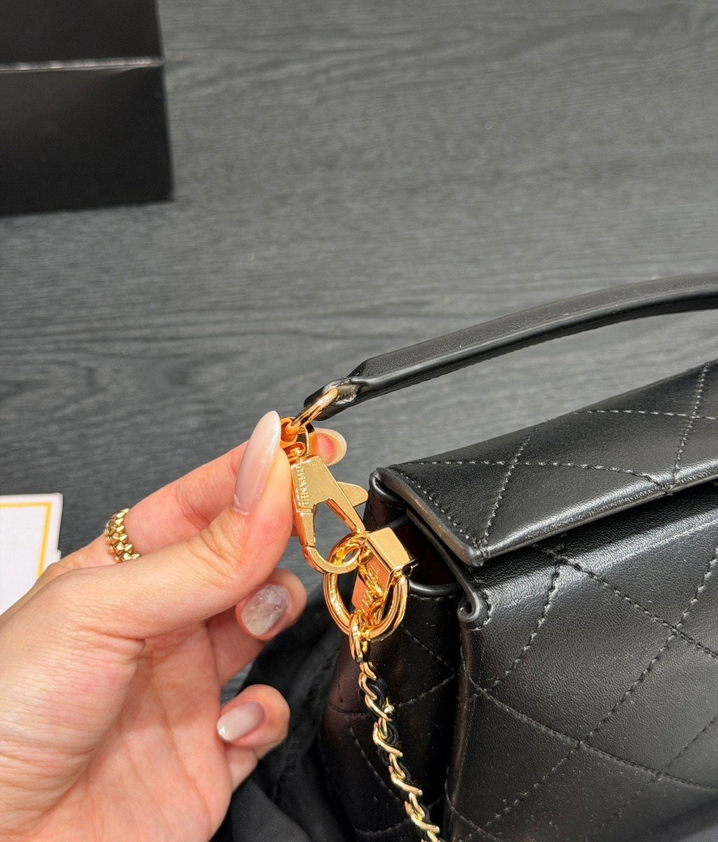 Chanel Diamond-Quilted Top-Handle Bag — detail