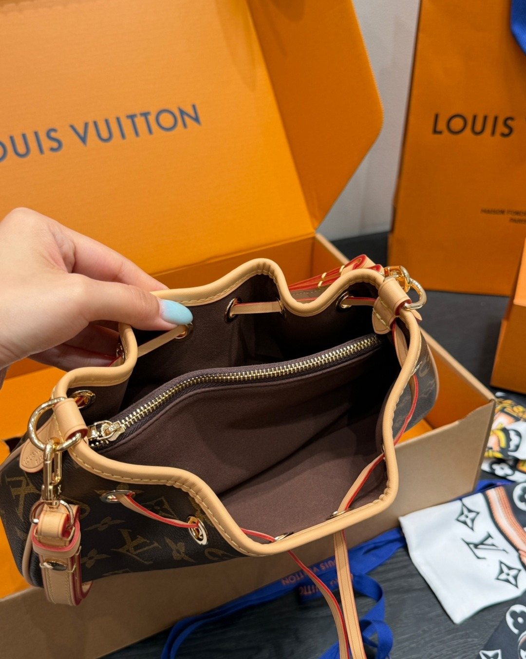 Louis Vuitton Nano Frivole Monogram Drawstring Shoulder Bag — detail