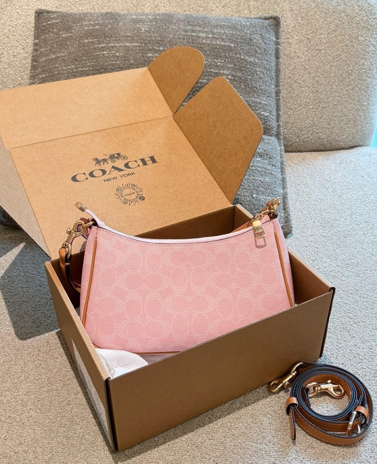 Coach Teri Pink Patterned Flower Charm Shoulder Bag — back