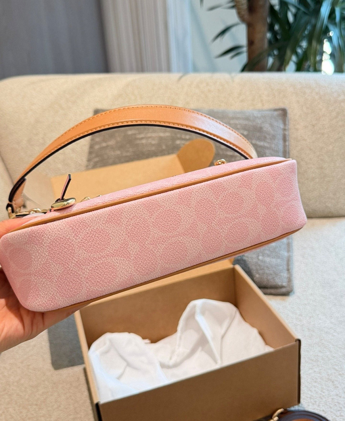 Coach Teri Pink Patterned Flower Charm Shoulder Bag — detail