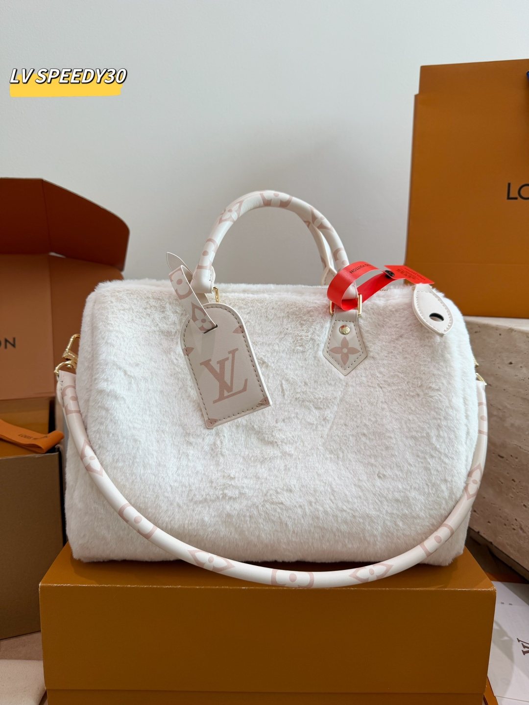 Louis Vuitton Speedy Fuzzy Top-Handle Bag — front
